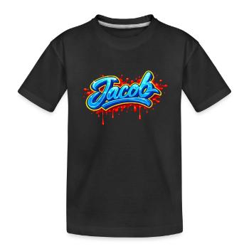 GRAFFITI-NAME JACOB FÜR PERFEKTES GESCHENK DRUCKBAR - Kinder Premium Bio T-Shirt - Schwarz - Vorne