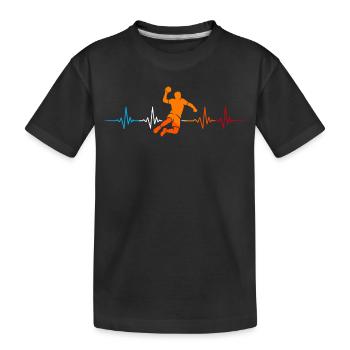Handball Trainer Herzschlag – Geschenkidee - Kinder Premium Bio T-Shirt - Schwarz - Vorne
