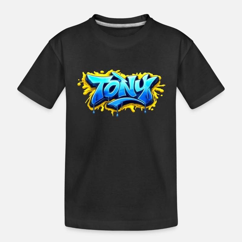 GRAFFITI NAME TONY  FOR  PERFECT GIFT PRINTABLE  - T-shirt bio Premium Enfant - noir