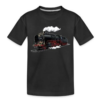 Dampflok Retro-Illustration - Kinder Premium Bio T-Shirt - Schwarz - Vorne