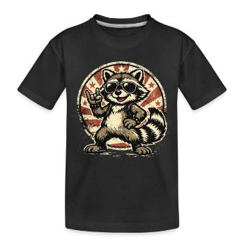 Raccoon Rocks – Musique rock rétro - T-shirt bio Premium Enfant - noir - Devant