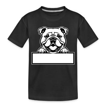 Bulldog Namenschild - Kinder Premium Bio T-Shirt - Schwarz - Vorne