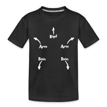 Kopf Arm Bein Diagramm - Kinder Premium Bio T-Shirt - Schwarz - Vorne