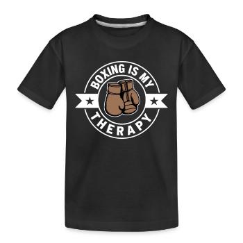 Boxing is my Therapy Boxen Sport Statement - Kinder Premium Bio T-Shirt - Schwarz - Vorne