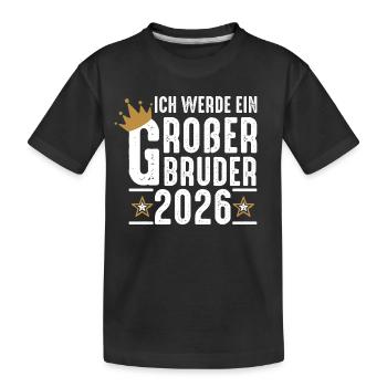 Ich werde Großer Bruder 2026 Schwangerschaft  - Kinder Premium Bio T-Shirt - Schwarz - Vorne