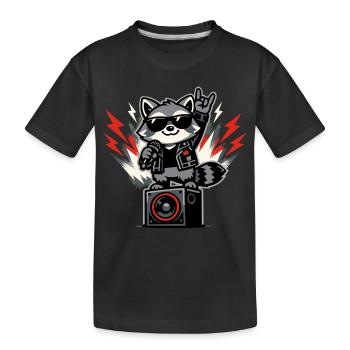 Retro Waschbär Rock Musik Geschenk - Kinder Premium Bio T-Shirt - Schwarz - Vorne