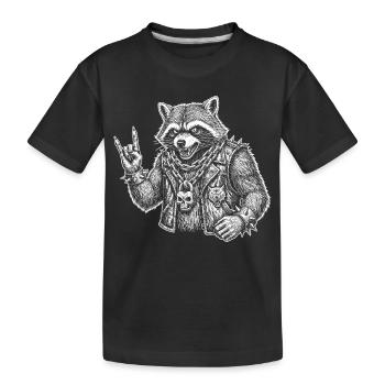 Retro Waschbär Rock Musik Geschenk Lustig - Kinder Premium Bio T-Shirt - Schwarz - Vorne