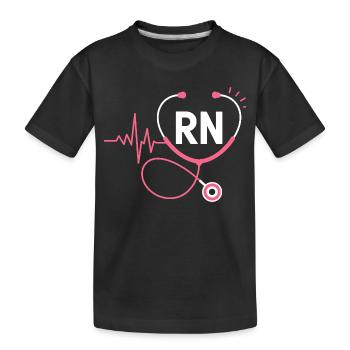RN Herzschlag Stethoskop - Kinder Premium Bio T-Shirt - Schwarz - Vorne