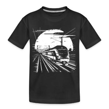 Dessin ferroviaire - T-shirt bio Premium Enfant - noir - Devant
