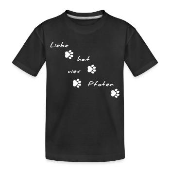 Love Has Four Paws Font Motif - Kids' Premium Organic T-Shirt - black - Front