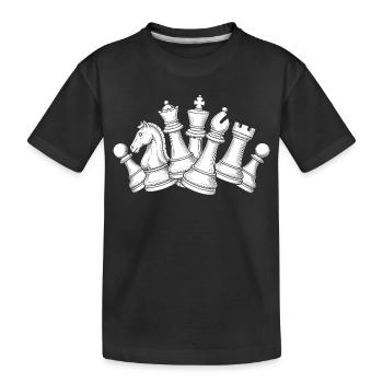 Schach Chaos – Dynamik auf dem Brett - Kinder Premium Bio T-Shirt - Schwarz - Vorne