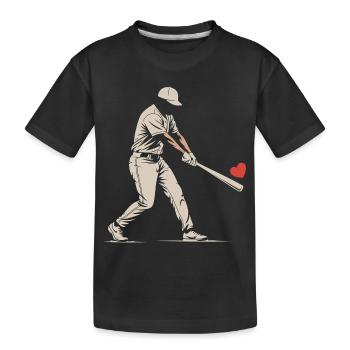Silhouette Batter Baseball Valentines - Kids' Premium Organic T-Shirt - black - Front
