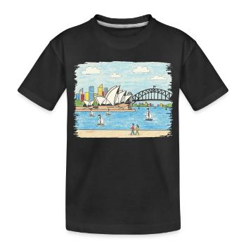Esquisses du pont du port à l’Opéra de Sydney - T-shirt bio Premium Enfant - noir - Devant