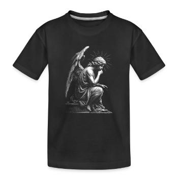 Angel Silhouette Engraving - Kids' Premium Organic T-Shirt - black - Front