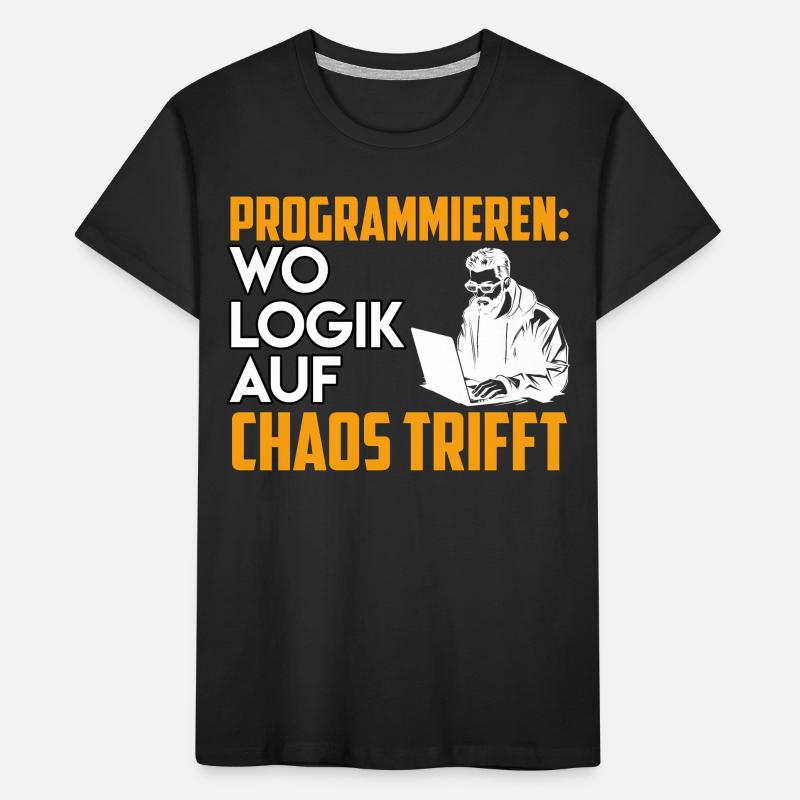 PROGRAMMING WHERE LOGIC MEETS CHAOS Funny Kids' Premium Organic T-Shirt