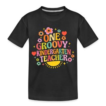Institutrice de maternelle géniale avec cœur et fleurs - T-shirt bio Premium Enfant - noir - Devant
