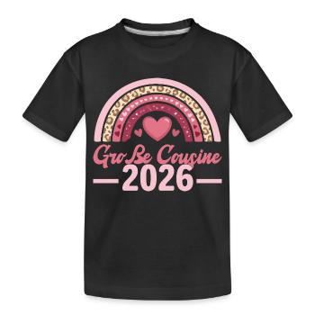 Annonce du bébé du grand cousin 2026 - T-shirt bio Premium Enfant - noir - Devant
