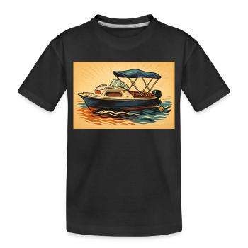 Motorboat holiday feeling - Kids' Premium Organic T-Shirt - black - Front
