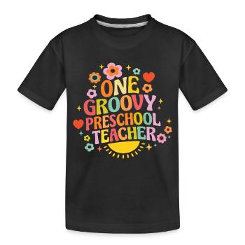 Enseignante de maternelle stylée avec du cœur et des fleurs - T-shirt bio Premium Enfant - noir - Devant