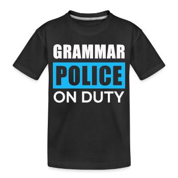 La police de la grammaire en action - T-shirt bio Premium Enfant - noir - Devant