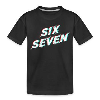 Six Seven 67 Meme Glitch Typografie - Kinder Premium Bio T-Shirt - Schwarz - Vorne