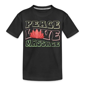 Peace Love Massage Lotus - Kids' Premium Organic T-Shirt - black - Front