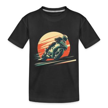 Sportmoto, schnelles Fahren mit einem großen Sonnenuntergang - Kinder Premium Bio T-Shirt - Schwarz - Vorne
