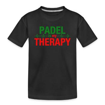 Padel is my therapy Herzschlag Sport Statement - Kinder Premium Bio T-Shirt - Schwarz - Vorne