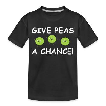 Gib Erbsen Eine Chance – Fröhliche Erbsen - Kinder Premium Bio T-Shirt - Schwarz - Vorne