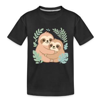 Kuschelnde Faultiere im Dschungel - Kinder Premium Bio T-Shirt - Schwarz - Vorne