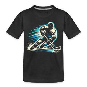 Joueur de hockey sur glace pour enfants offre des hommes - T-shirt bio Premium Enfant - noir - Devant