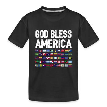 Que Dieu bénisse l’Amérique Continent Tous les pays Patrimoine - T-shirt bio Premium Enfant - noir - Devant