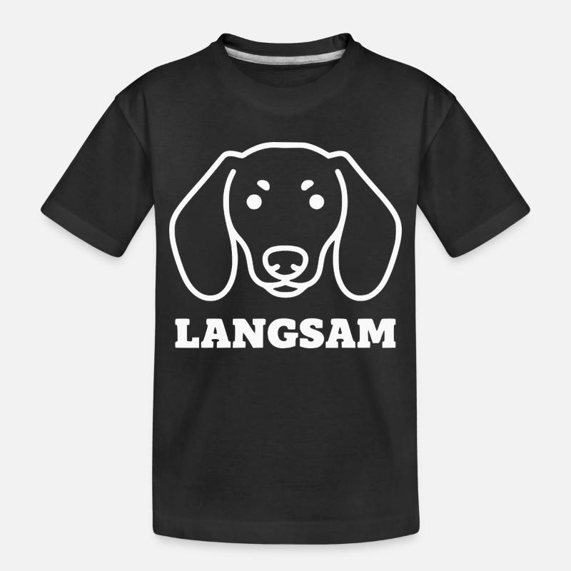 Langsamer Dackel Hund Linienstil - Kinder Premium Bio T-Shirt - Schwarz