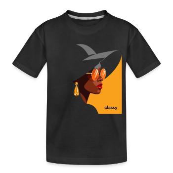 Femme élégante avec chapeau et lunettes de soleil - T-shirt bio Premium Enfant - noir - Devant