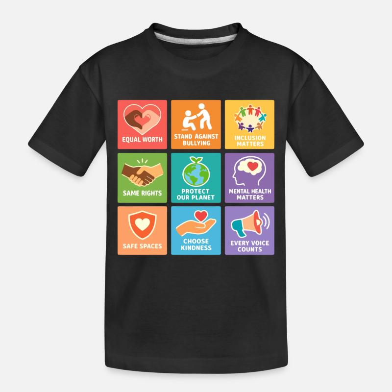 Menschenrechte Gleichheit Inklusion Statement - Kinder Premium Bio T-Shirt - Schwarz