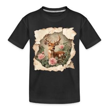 Hirsch Vintage - Kinder Premium Bio T-Shirt - Schwarz - Vorne