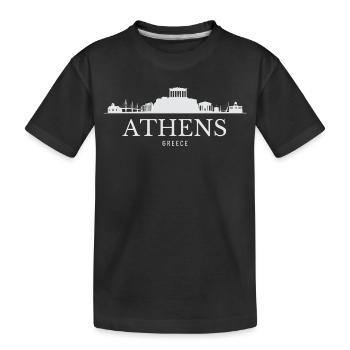 Athens Skyline, Athens Greece - Kids' Premium Organic T-Shirt - black - Front
