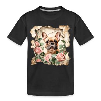 Französische Bulldogge - Kinder Premium Bio T-Shirt - Schwarz - Vorne