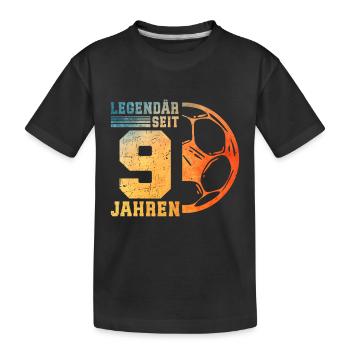 9th Birthday 9 Years Young Kids Football - Kids' Premium Organic T-Shirt - black - Front
