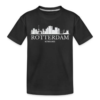 Rotterdam Skyline, Rotterdam Netherlands - Kids' Premium Organic T-Shirt - black - Front