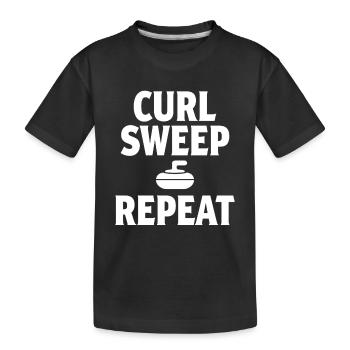 Curl Sweep Repeat Curling Sport Eissport - Kinder Premium Bio T-Shirt - Schwarz - Vorne