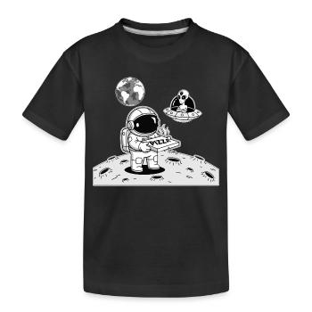 Astronauten-Lieferung Alien-Weltraumpizza - Kinder Premium Bio T-Shirt - Schwarz - Vorne