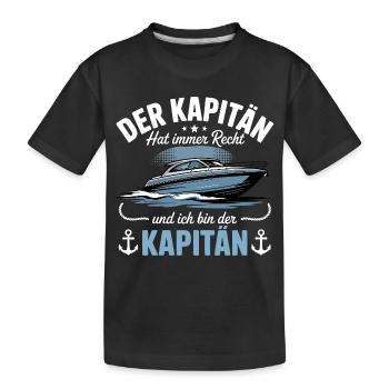 Kapitän Boot Bootsführerschein - Kinder Premium Bio T-Shirt - Schwarz - Vorne