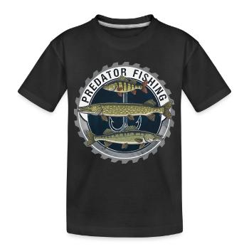 Predator Fishing Raubfisch Angeln - Kinder Premium Bio T-Shirt - Schwarz - Vorne