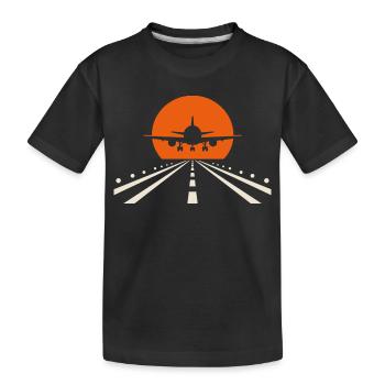 Flugzeug mit Landung Pilot Vintage Geschenk - Kinder Premium Bio T-Shirt - Schwarz - Vorne