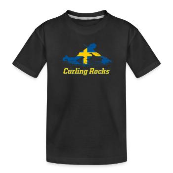 Curling Rocks Sweden Fan Merch - Kids' Premium Organic T-Shirt - black - Front