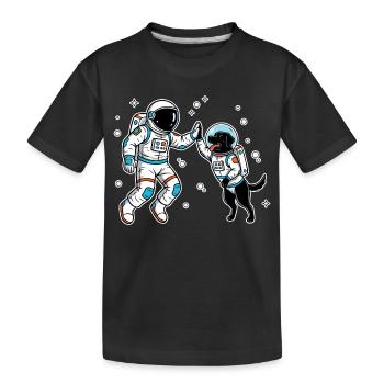 Astronaute Chien Labrador Noir High Five Espace - T-shirt bio Premium Enfant - noir - Devant