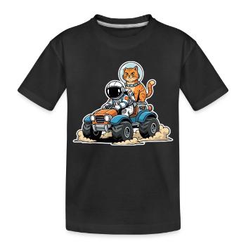 Red Cat Astronaut Quad Lunar Space - Kinder Premium Bio T-Shirt - Schwarz - Vorne