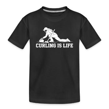 Curling Is Life Winter Sports Fan - Kids' Premium Organic T-Shirt - black - Front