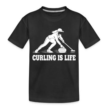 Curling  Is Life Wintersport Fan - Kinder Premium Bio T-Shirt - Schwarz - Vorne